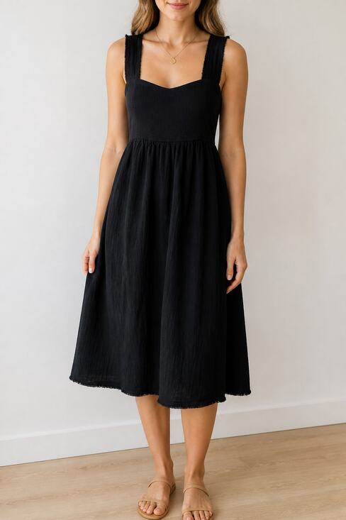 Natural Life Dresses & Skirts - Natural Life Women's Black Cotton Gauze Midi Dress Boho XS NWT
